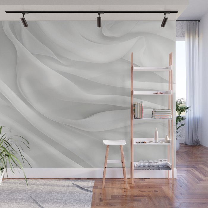 White Satin Silky Surface All White Wall Mural Gallery Image 1