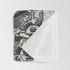 Calavera Oaxaqueña - Día de los Muertos - Mexican Day of the Dead by Jose Guadalupe Posada Throw Blanket Gallery Image 3