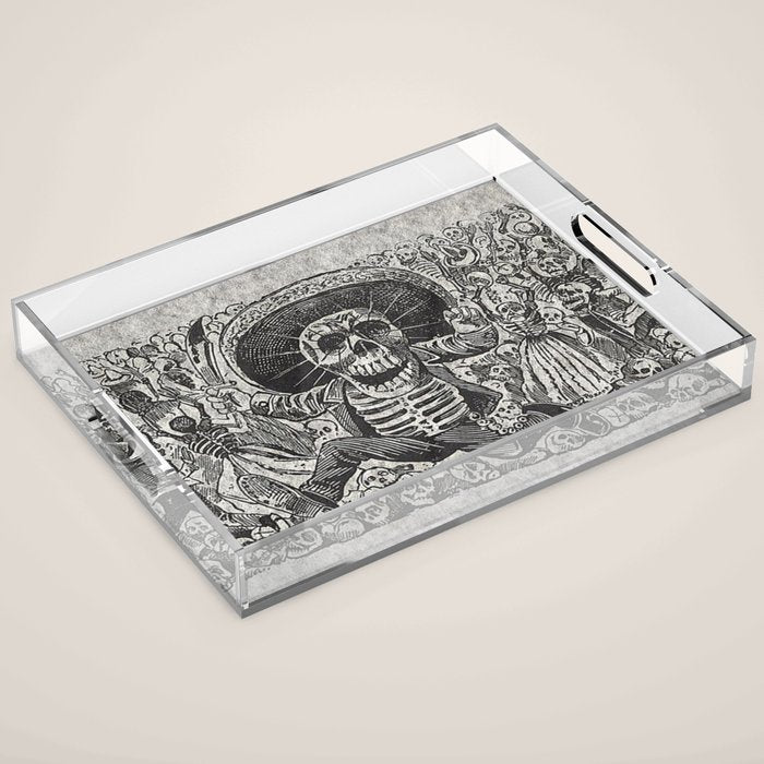 Calavera Oaxaqueña - Día de los Muertos - Mexican Day of the Dead by Jose Guadalupe Posada Acrylic Tray Gallery Image 1