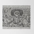 Calavera Oaxaqueña - Día de los Muertos - Mexican Day of the Dead by Jose Guadalupe Posada Throw Blanket Gallery Image 2