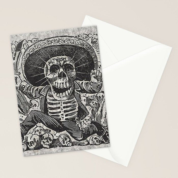 Calavera Oaxaqueña - Día de los Muertos - Mexican Day of the Dead by Jose Guadalupe Posada Stationery Card Gallery Image 2
