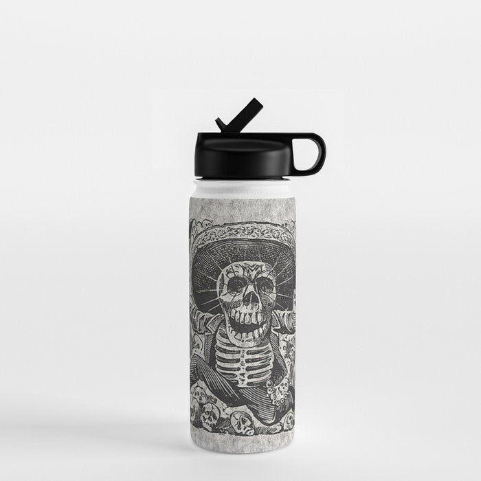 Calavera Oaxaqueña - Día de los Muertos - Mexican Day of the Dead by Jose Guadalupe Posada Water Bottle Gallery Image 1