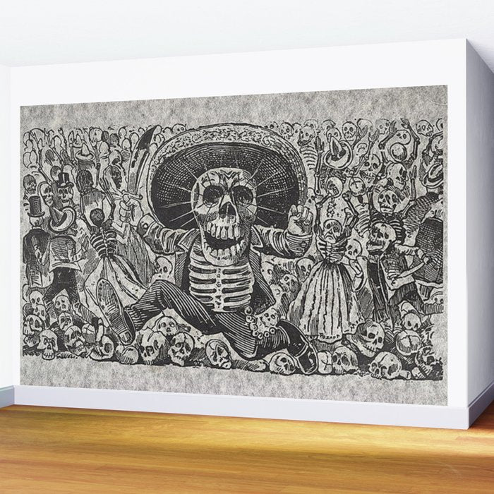 Calavera Oaxaqueña - Día de los Muertos - Mexican Day of the Dead by Jose Guadalupe Posada Wall Mural Gallery Image 2