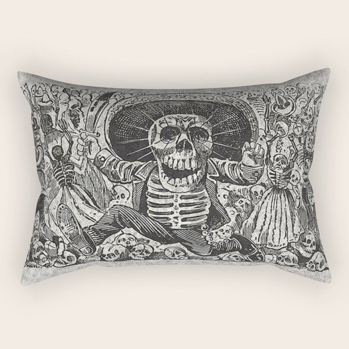 Calavera Oaxaqueña - Día de los Muertos - Mexican Day of the Dead by Jose Guadalupe Posada Rectangular Pillow Gallery Image 2