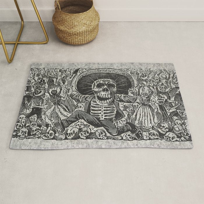 Calavera Oaxaqueña - Día de los Muertos - Mexican Day of the Dead by Jose Guadalupe Posada Rug Gallery Image 1
