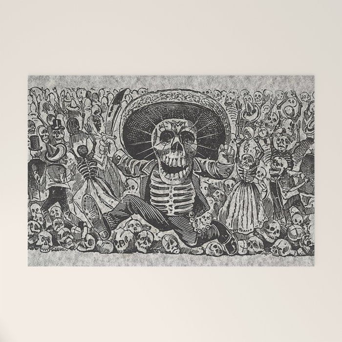 Calavera Oaxaqueña - Día de los Muertos - Mexican Day of the Dead by Jose Guadalupe Posada Welcome Mat Gallery Image 1