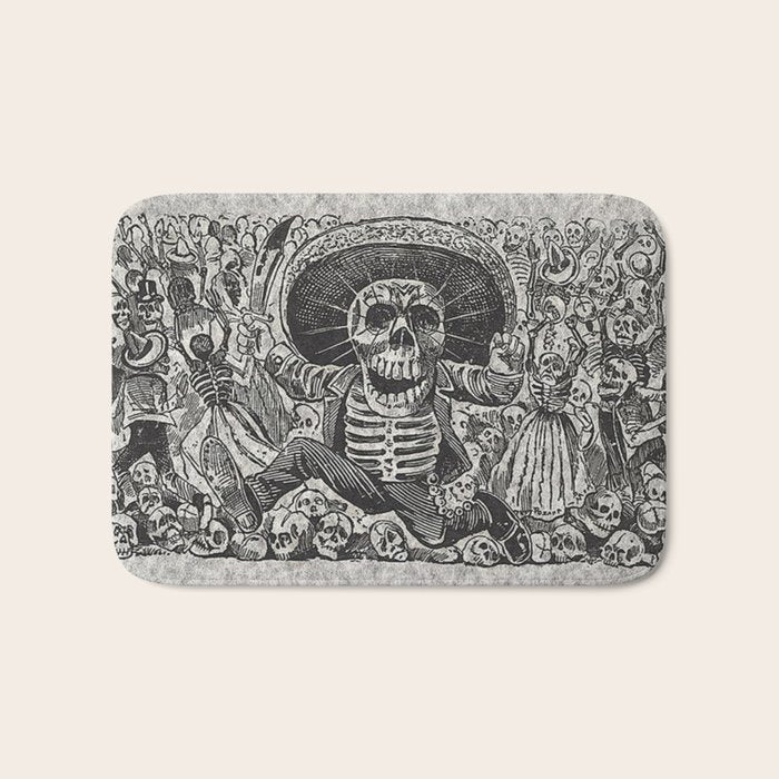Calavera Oaxaqueña - Día de los Muertos - Mexican Day of the Dead by Jose Guadalupe Posada Bath Mat Gallery Image 1