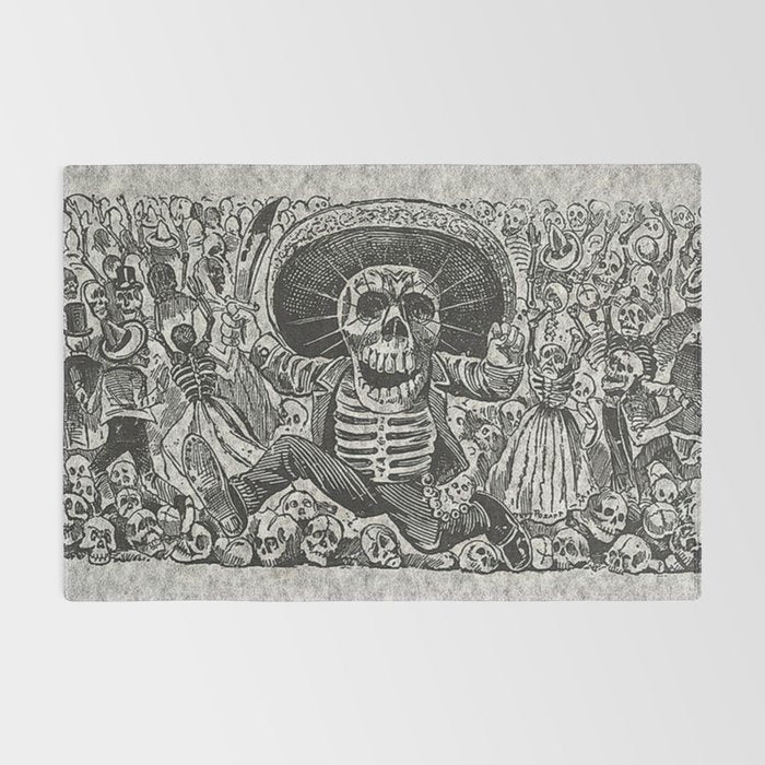 Calavera Oaxaqueña - Día de los Muertos - Mexican Day of the Dead by Jose Guadalupe Posada Rug Gallery Image 2