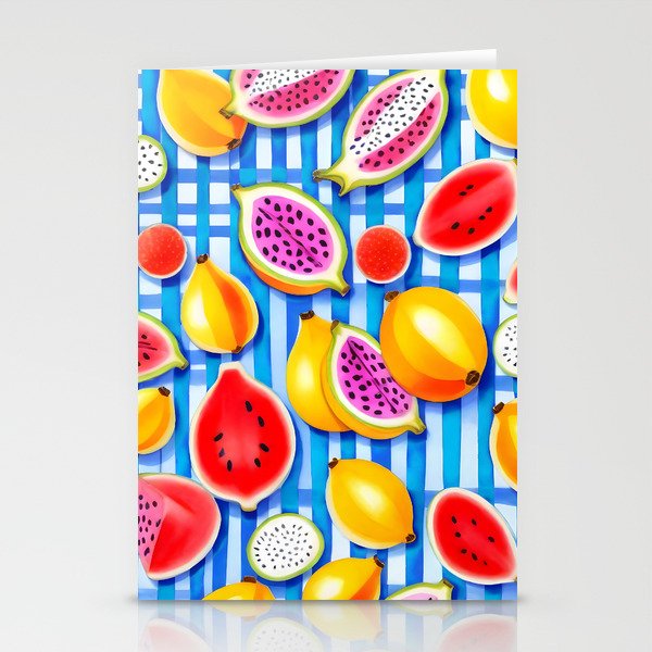 Tropical Fruit Pop, Colorful Eclectic Mango Dragon Fruits, Watermelon Eclectic Juicy Food Picnic  Stationery Card Gallery Image 2
