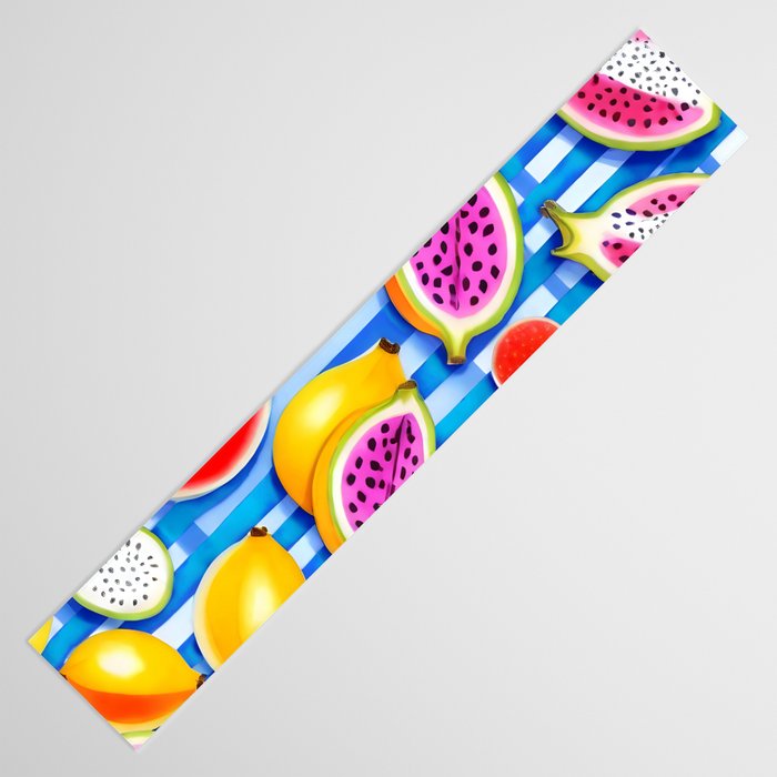 Tropical Fruit Pop, Colorful Eclectic Mango Dragon Fruits, Watermelon Eclectic Juicy Food Picnic  Table Runner Gallery Image 3