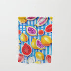 Tropical Fruit Pop, Colorful Eclectic Mango Dragon Fruits, Watermelon Eclectic Juicy Food Picnic  Wall Hanging Gallery Image 1