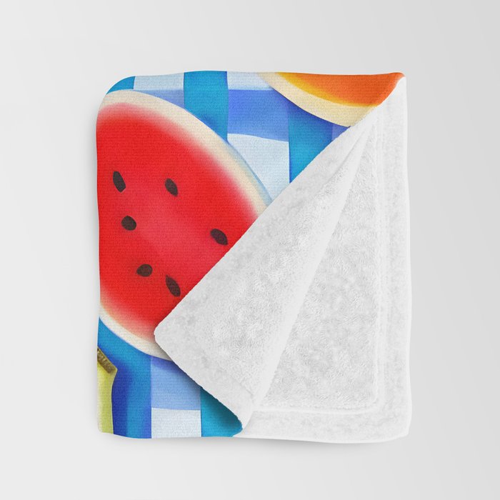 Tropical Fruit Pop, Colorful Eclectic Mango Dragon Fruits, Watermelon Eclectic Juicy Food Picnic  Throw Blanket Gallery Image 3