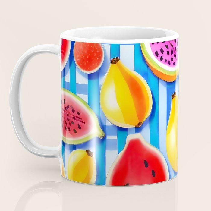 Tropical Fruit Pop, Colorful Eclectic Mango Dragon Fruits, Watermelon Eclectic Juicy Food Picnic  Coffee Mug Gallery Image 3
