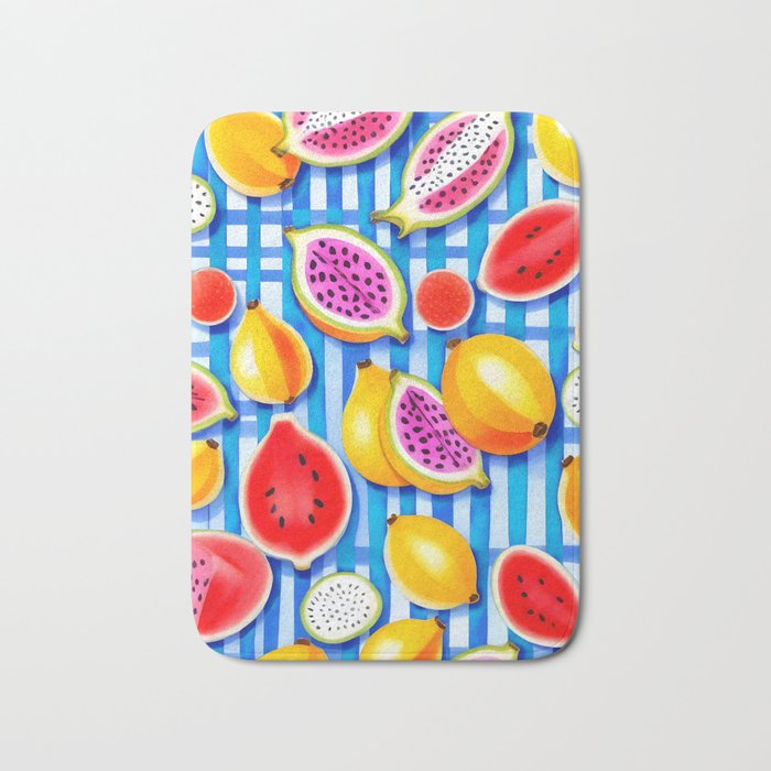 Tropical Fruit Pop, Colorful Eclectic Mango Dragon Fruits, Watermelon Eclectic Juicy Food Picnic  Bath Mat Gallery Image 1