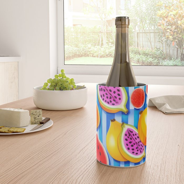 Tropical Fruit Pop, Colorful Eclectic Mango Dragon Fruits, Watermelon Eclectic Juicy Food Picnic  Wine Chiller Gallery Image 4