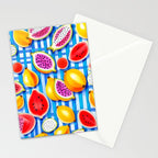 Tropical Fruit Pop, Colorful Eclectic Mango Dragon Fruits, Watermelon Eclectic Juicy Food Picnic  Stationery Card Gallery Image 2