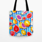 Tropical Fruit Pop, Colorful Eclectic Mango Dragon Fruits, Watermelon Eclectic Juicy Food Picnic  Tote Bag Gallery Image 1