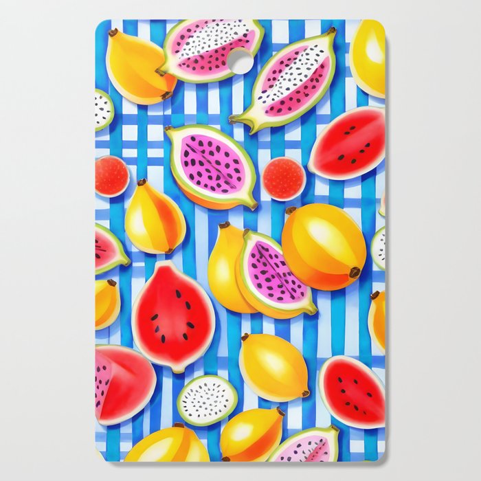 Tropical Fruit Pop, Colorful Eclectic Mango Dragon Fruits, Watermelon Eclectic Juicy Food Picnic  Cutting Board Gallery Image 1