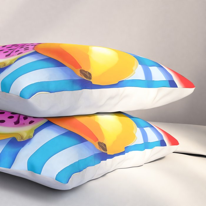 Tropical Fruit Pop, Colorful Eclectic Mango Dragon Fruits, Watermelon Eclectic Juicy Food Picnic  Pillow Sham Gallery Image 3