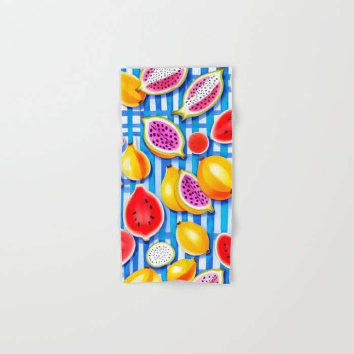 Tropical Fruit Pop, Colorful Eclectic Mango Dragon Fruits, Watermelon Eclectic Juicy Food Picnic  Bath Towel Gallery Image 1