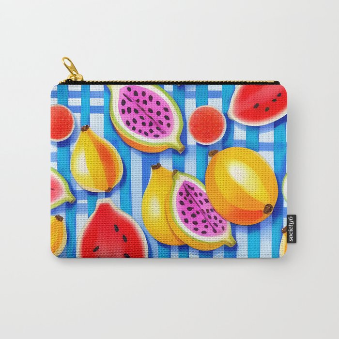 Tropical Fruit Pop, Colorful Eclectic Mango Dragon Fruits, Watermelon Eclectic Juicy Food Picnic  Carry All Pouch Gallery Image 1