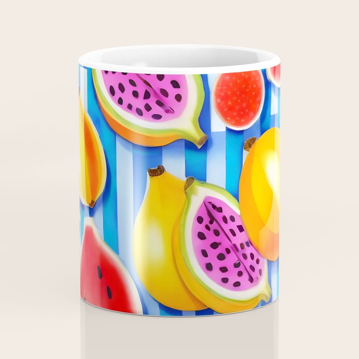 Tropical Fruit Pop, Colorful Eclectic Mango Dragon Fruits, Watermelon Eclectic Juicy Food Picnic  Coffee Mug Gallery Image 4