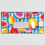 Tropical Fruit Pop, Colorful Eclectic Mango Dragon Fruits, Watermelon Eclectic Juicy Food Picnic  Desk Mat Gallery Image 1