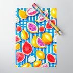 Tropical Fruit Pop, Colorful Eclectic Mango Dragon Fruits, Watermelon Eclectic Juicy Food Picnic  Wrapping Paper Gallery Image 1