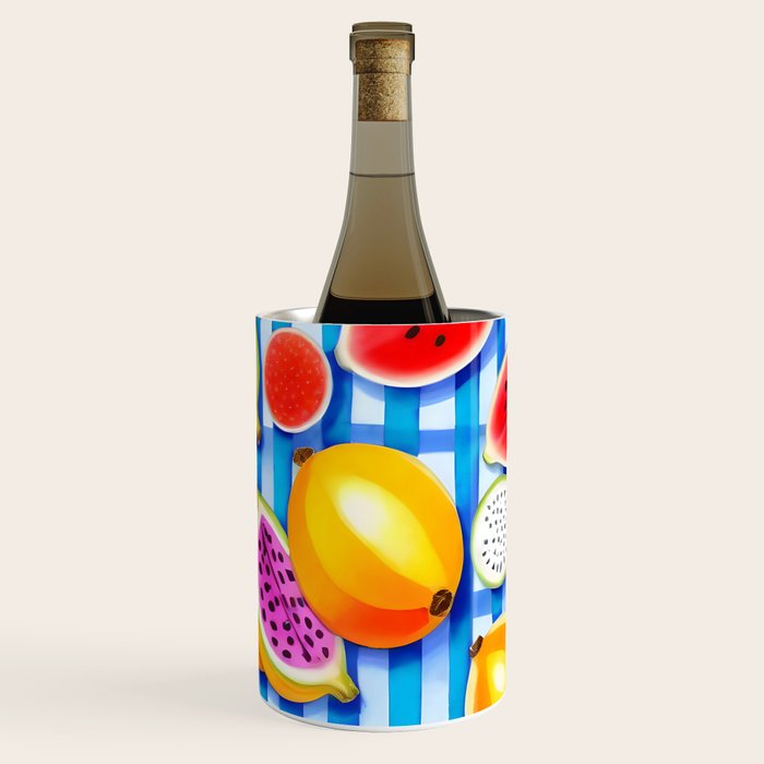 Tropical Fruit Pop, Colorful Eclectic Mango Dragon Fruits, Watermelon Eclectic Juicy Food Picnic  Wine Chiller Gallery Image 3