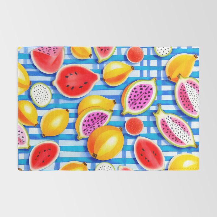 Tropical Fruit Pop, Colorful Eclectic Mango Dragon Fruits, Watermelon Eclectic Juicy Food Picnic  Rug Gallery Image 2