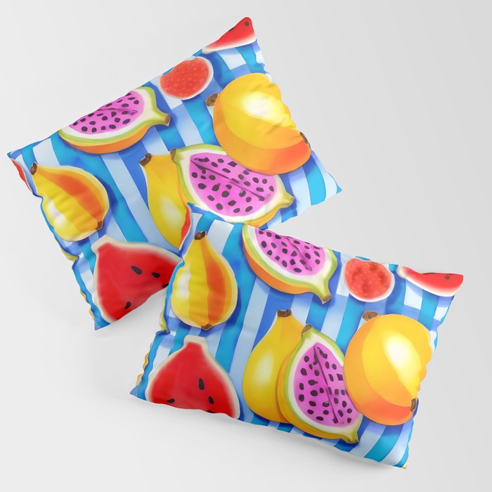 Tropical Fruit Pop, Colorful Eclectic Mango Dragon Fruits, Watermelon Eclectic Juicy Food Picnic  Pillow Sham Gallery Image 3