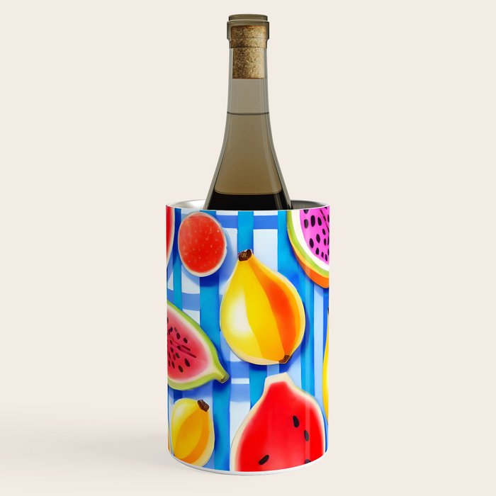 Tropical Fruit Pop, Colorful Eclectic Mango Dragon Fruits, Watermelon Eclectic Juicy Food Picnic  Wine Chiller Gallery Image 2