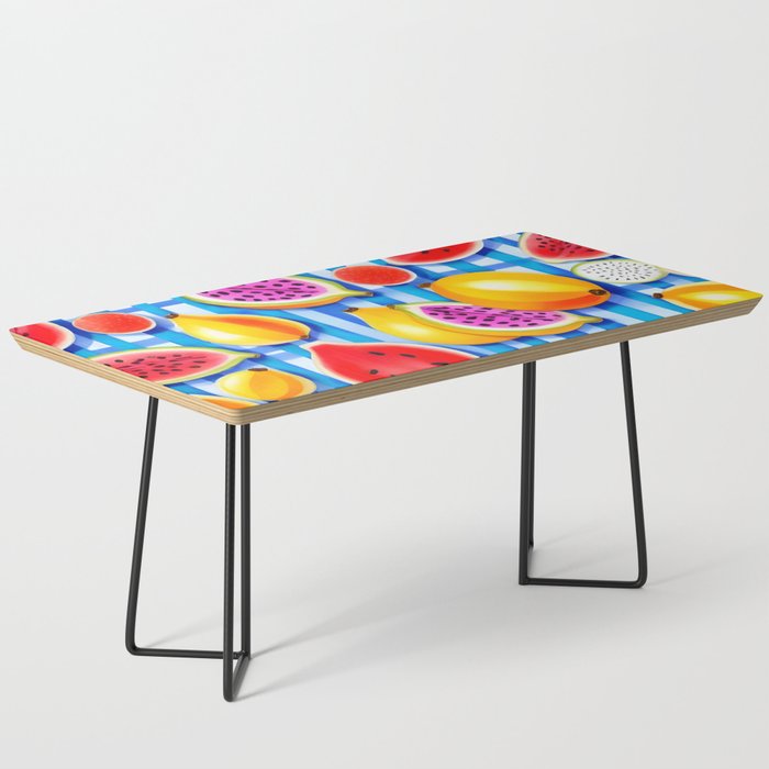 Tropical Fruit Pop, Colorful Eclectic Mango Dragon Fruits, Watermelon Eclectic Juicy Food Picnic  Coffee Table Gallery Image 1