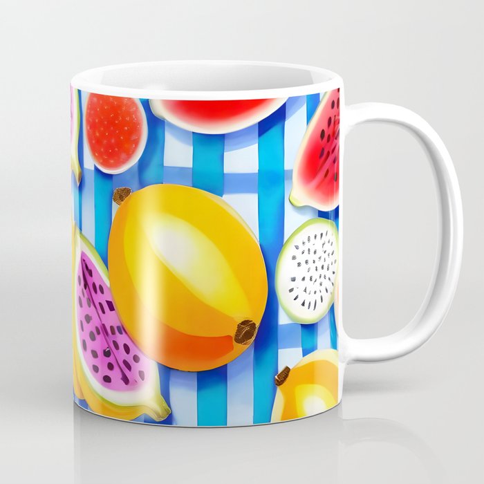Tropical Fruit Pop, Colorful Eclectic Mango Dragon Fruits, Watermelon Eclectic Juicy Food Picnic  Coffee Mug Gallery Image 1