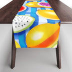 Tropical Fruit Pop, Colorful Eclectic Mango Dragon Fruits, Watermelon Eclectic Juicy Food Picnic  Table Runner Gallery Image 1