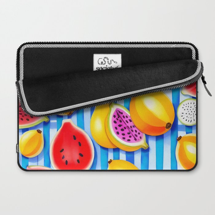 Tropical Fruit Pop, Colorful Eclectic Mango Dragon Fruits, Watermelon Eclectic Juicy Food Picnic  Laptop Sleeve Gallery Image 2