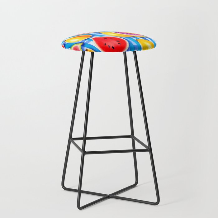 Tropical Fruit Pop, Colorful Eclectic Mango Dragon Fruits, Watermelon Eclectic Juicy Food Picnic  Stool Gallery Image 1