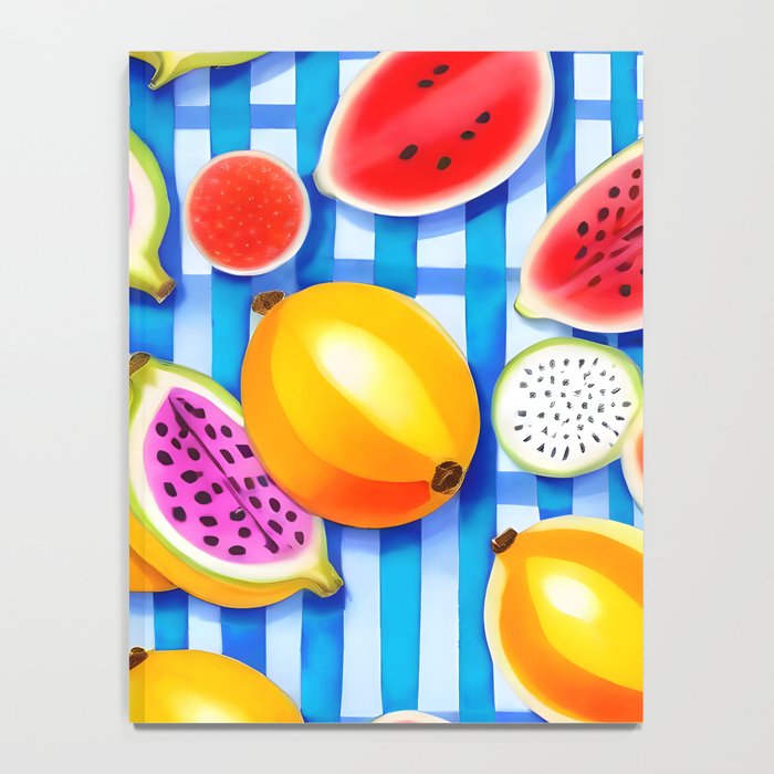 Tropical Fruit Pop, Colorful Eclectic Mango Dragon Fruits, Watermelon Eclectic Juicy Food Picnic  Notebook Gallery Image 4