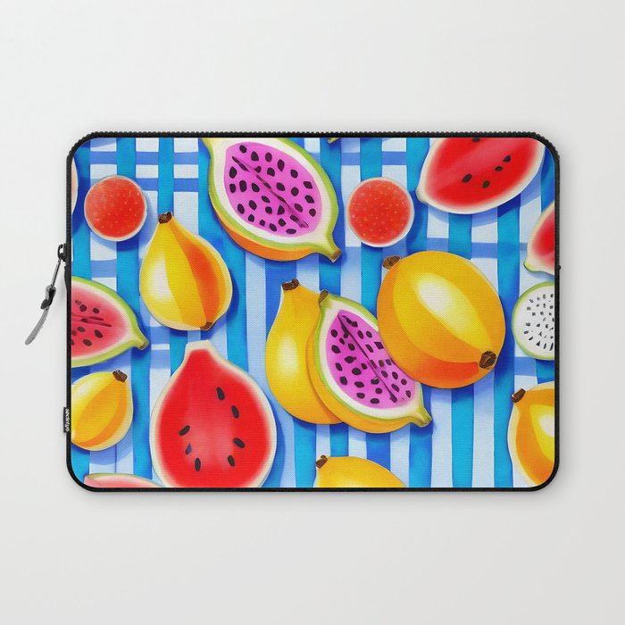 Tropical Fruit Pop, Colorful Eclectic Mango Dragon Fruits, Watermelon Eclectic Juicy Food Picnic  Laptop Sleeve Gallery Image 1