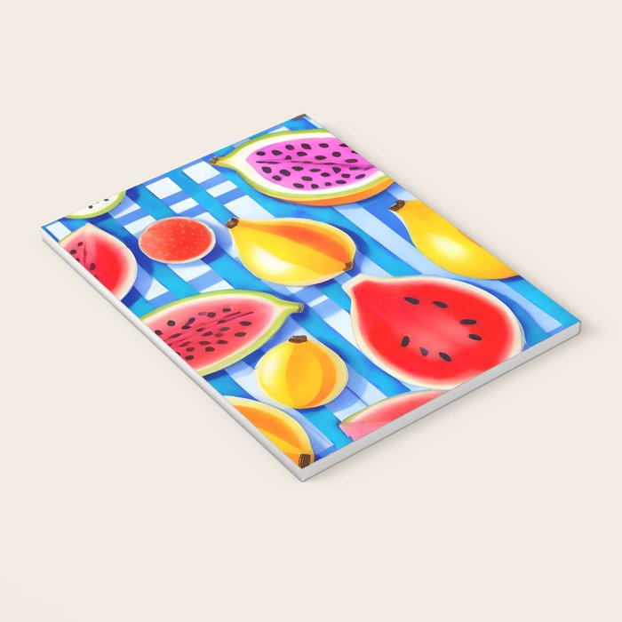 Tropical Fruit Pop, Colorful Eclectic Mango Dragon Fruits, Watermelon Eclectic Juicy Food Picnic  Notebook Gallery Image 3
