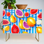 Tropical Fruit Pop, Colorful Eclectic Mango Dragon Fruits, Watermelon Eclectic Juicy Food Picnic  Credenza Gallery Image 1