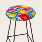Tropical Fruit Pop, Colorful Eclectic Mango Dragon Fruits, Watermelon Eclectic Juicy Food Picnic  Stool Gallery Image 2