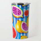 Tropical Fruit Pop, Colorful Eclectic Mango Dragon Fruits, Watermelon Eclectic Juicy Food Picnic  Travel Mug Gallery Image 1