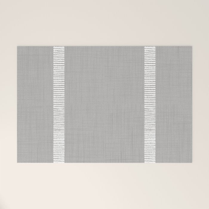 Modern Boho Serenity Stripes Soft Grey  Welcome Mat Gallery Image 1