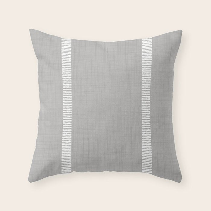 Modern Boho Serenity Stripes Soft Grey  Throw Pillow Gallery Image 1