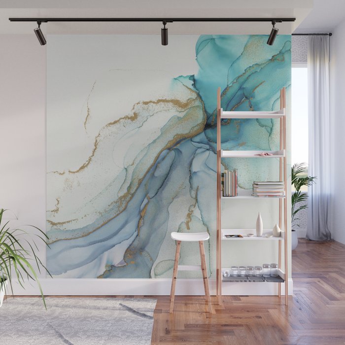 Abstract Jellyfish Alcohol Ink Painting Wall Mural Gallery Image 1