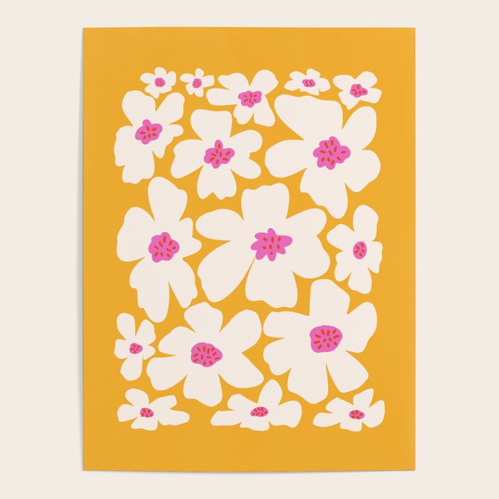 Retro Daisy - Yellow, Pink and White Poster Gallery Image 4