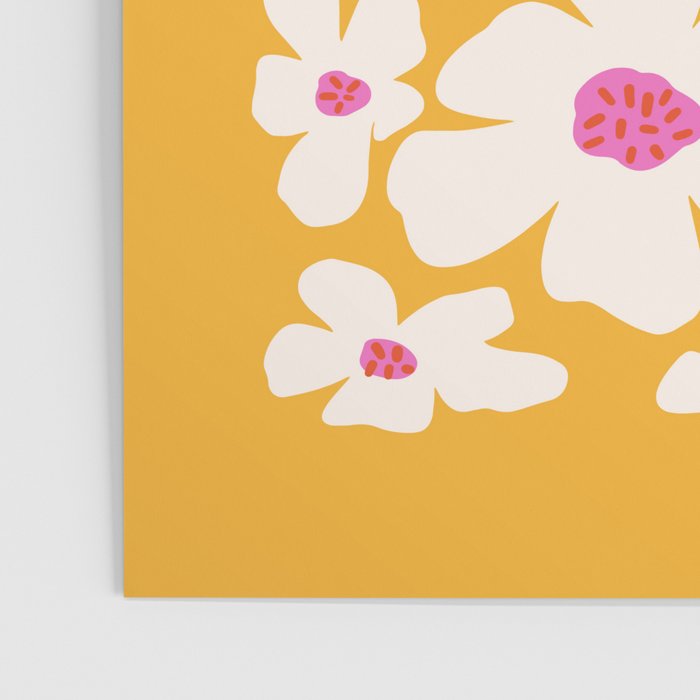 Retro Daisy - Yellow, Pink and White Poster Gallery Image 3