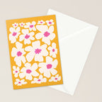 Retro Daisy - Yellow, Pink and White Stationery Card Gallery Image 2