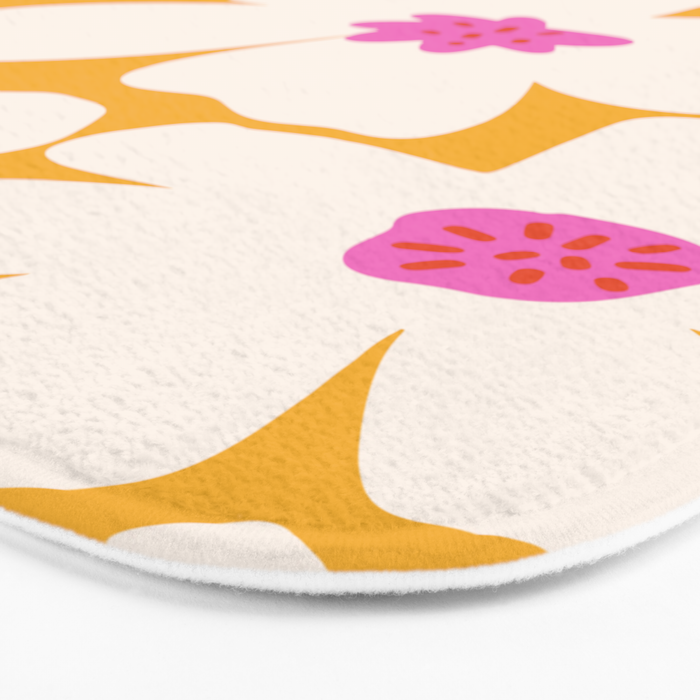 Retro Daisy - Yellow, Pink and White Bath Mat Gallery Image 3